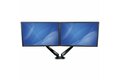 folie 8 von 9, vergrößern, schreibtischhalterung für zwei monitore mit usb & audio, schreibtischklemme vesa-halterung für bis zu 32" (8kg) bildschirme, ergonomischer, voll beweglicher doppelmonitorarm - schwarz