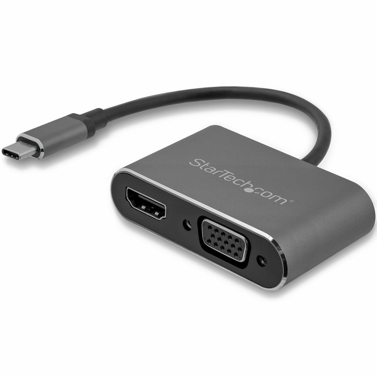 StarTech.com USB-C to VGA HDMI Adapter - 2-in-1 - 4K 30Hz - Space Grey - Windows & Mac Compatible (CDP2HDVGA) - adapter - IT6222 - space gray