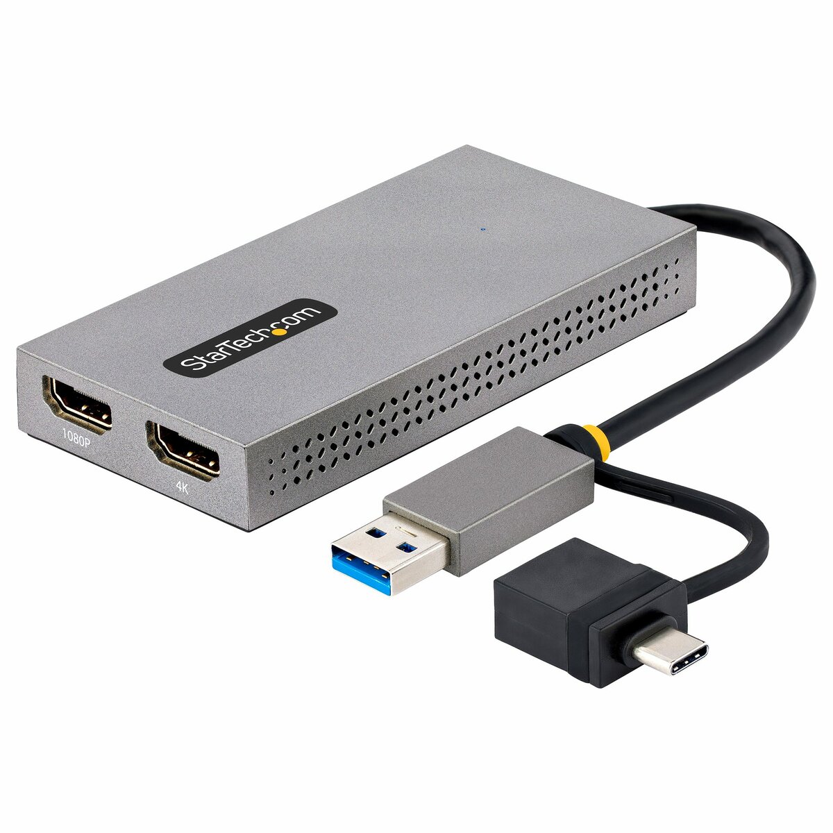 StarTech.com USB to Dual HDMI Adapter, USB A/C to 2x HDMI Monitors (1x 4K  30Hz, 1x 1080p), Integrated USB-A to C Dongle, 4in/11cm Cable, Windows &  macOS - USB 3.0 to HDMI