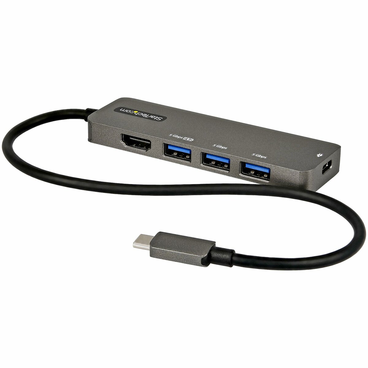 basen Tilhører Vær opmærksom på StarTech.com USB C Multiport Adapter, USB-C to HDMI 2.0b 4K 60Hz (HDR10),  100W Power Delivery Pass-Through, 4-Port 5Gbps USB 3.0 Hub, USB Type-C Mini  Dock, with 12" (30cm) Attached Cable - Thunderbolt