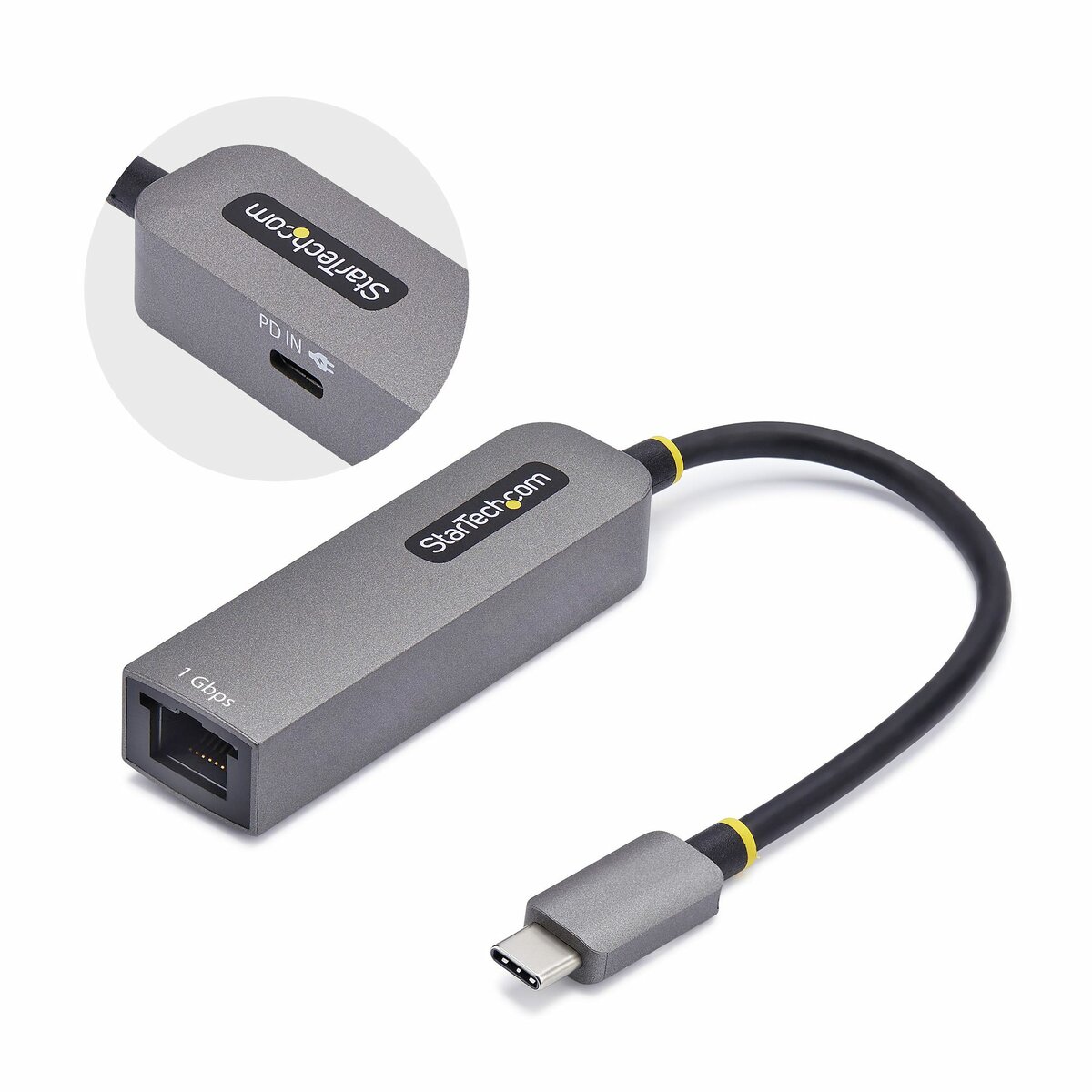 folie 1 von 9, vergrößern, 1gbe usb c ethernet adapter, 100w pd, usb-c netzwerkadapter