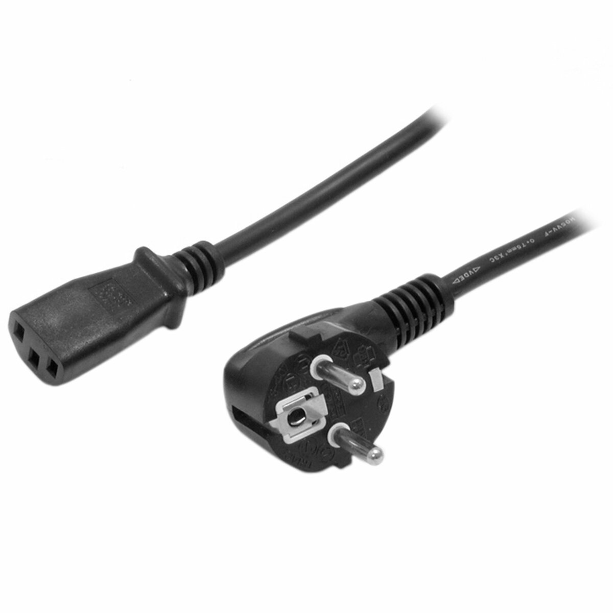 folie 1 von 4, vergrößern, 3 m c13 stromkabel, 18awg, eu schuko auf c13 (kaltgerätestecker), 10a 250v, schwarz, kaltgerätekabel, pc / computer stromkabel, drucker / monitor / pc / c13 netzkabel (713e-3m-power-cord)