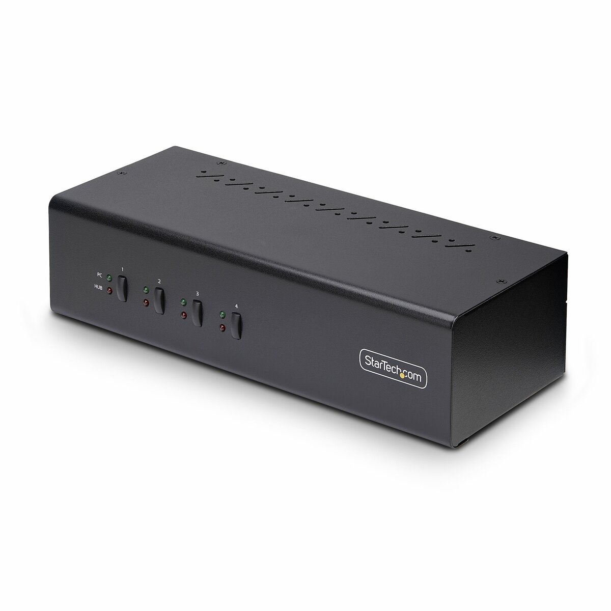 folie 1 von 6, vergrößern, 4-port kvm switch dual monitor displayport, 4k 60hz, 2x usb 3.0 hub und 2x usb 2.0 hid ports, hotkey/drucktasten, kvm umschalter für zwei monitore, 4 pc 2 monitore (p4dd46a2-kvm-switch)