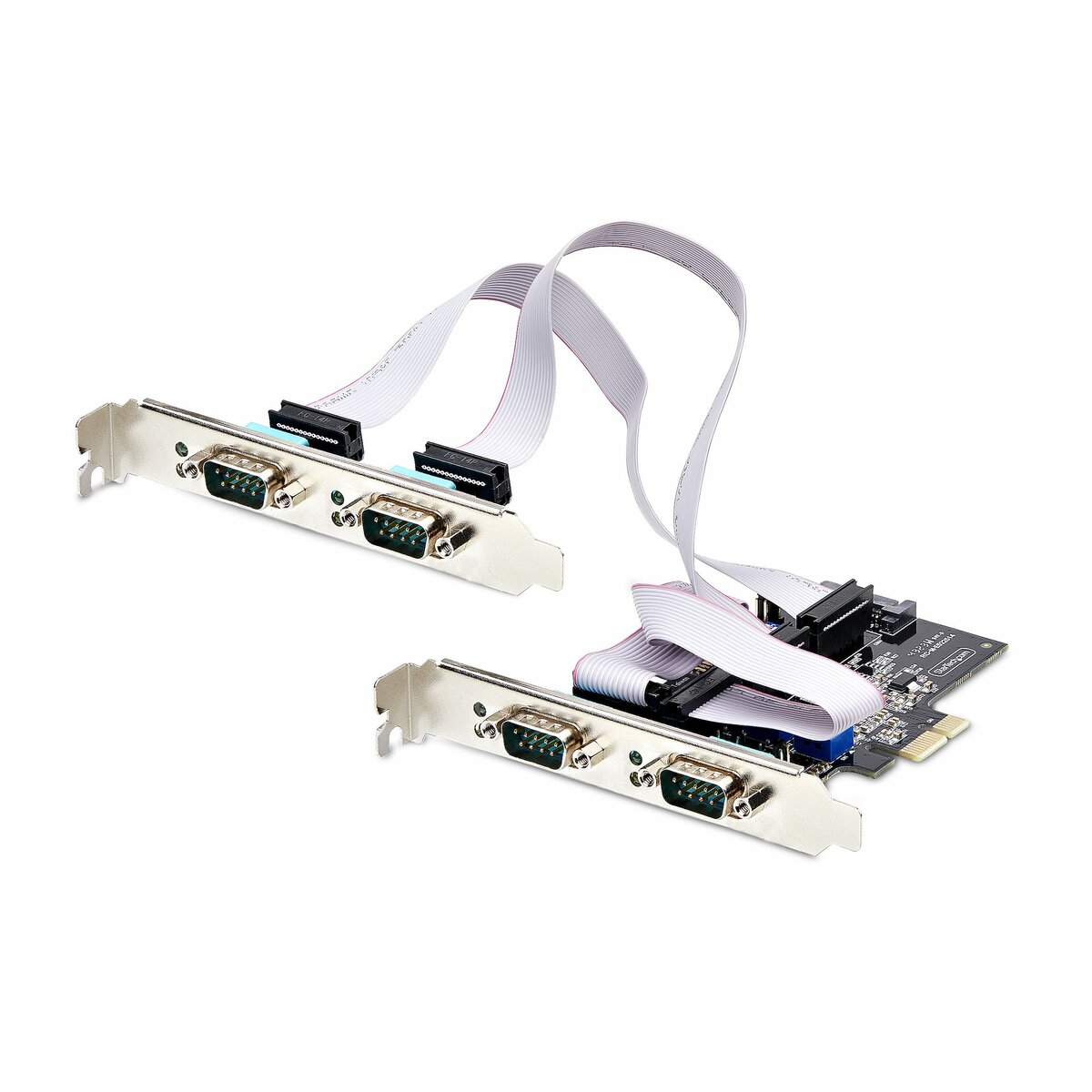 folie 1 von 7, vergrößern, 4-port serielle pcie karte, quad-port pci express zu rs232/rs422/rs485 db9 serielle karte, standard/niedrigrofil halterungen, 16c1050 uart, esd schutz, windows/linux (ps74adf-serial-card)