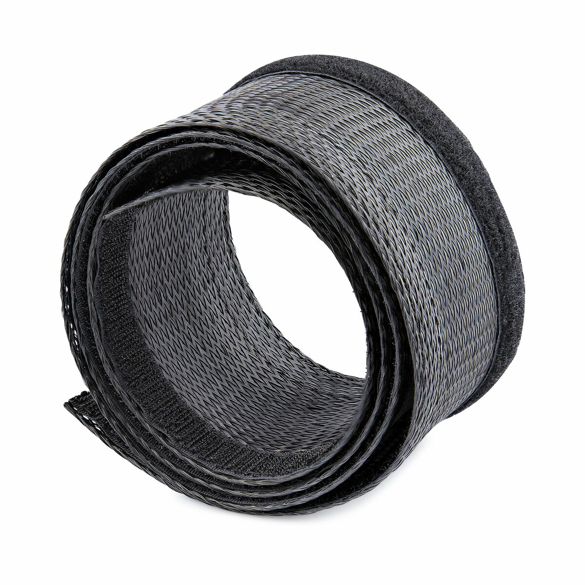 15' (4.6m) Cable Management Sleeve - Flexible Coiled Cable Wrap - 1.0-1.5  dia. Expandable Sleeve - Polyester Cord Manager/Protector/Concealer - Black
