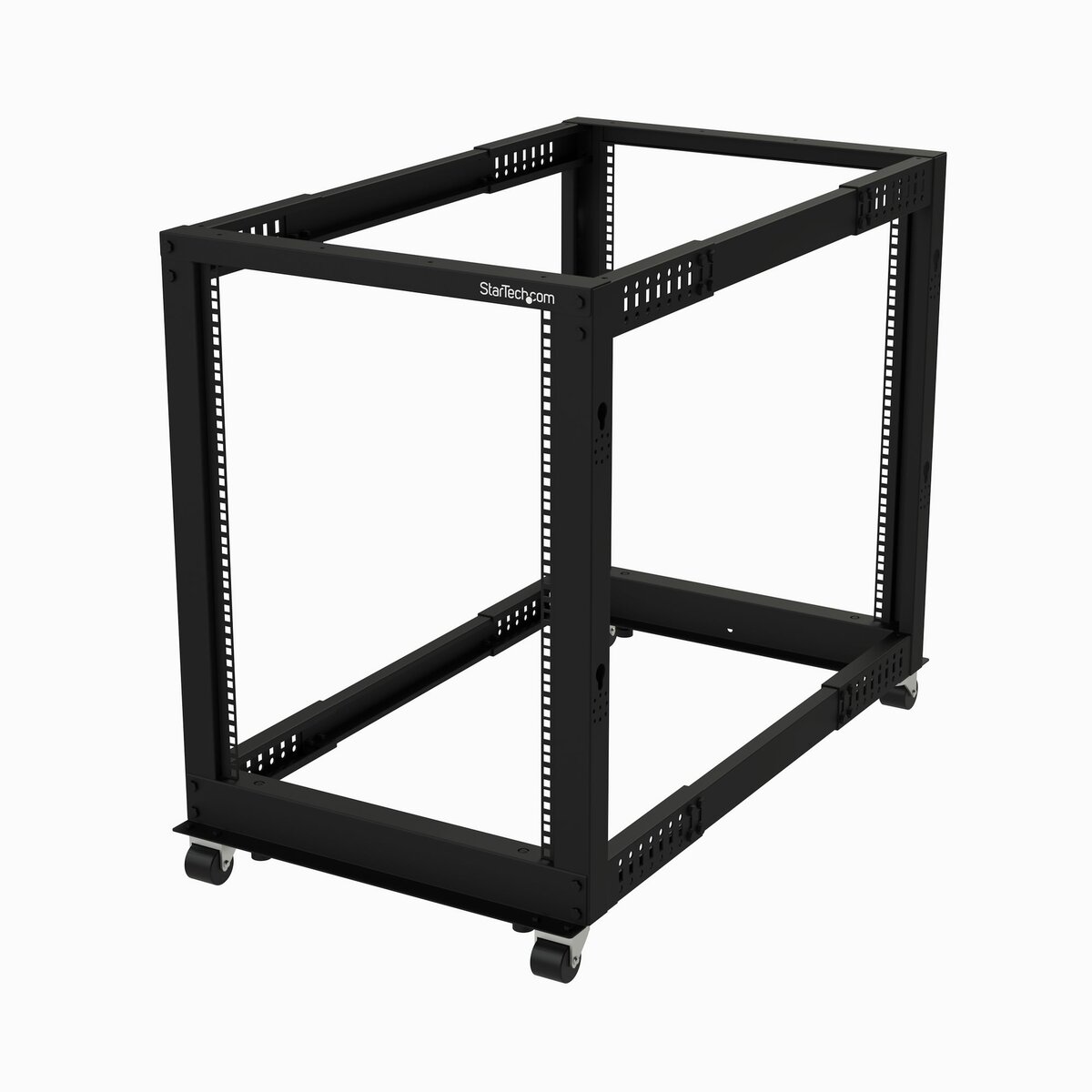 folie 1 von 6, vergrößern, 4-pfosten 15 he mobiles open frame serverrack, 19 zoll netzwerk rack mit rädern, rack für computer/av/daten/it geräte - rollen, nivellierfüße oder bodenmontage (4postrack15u)