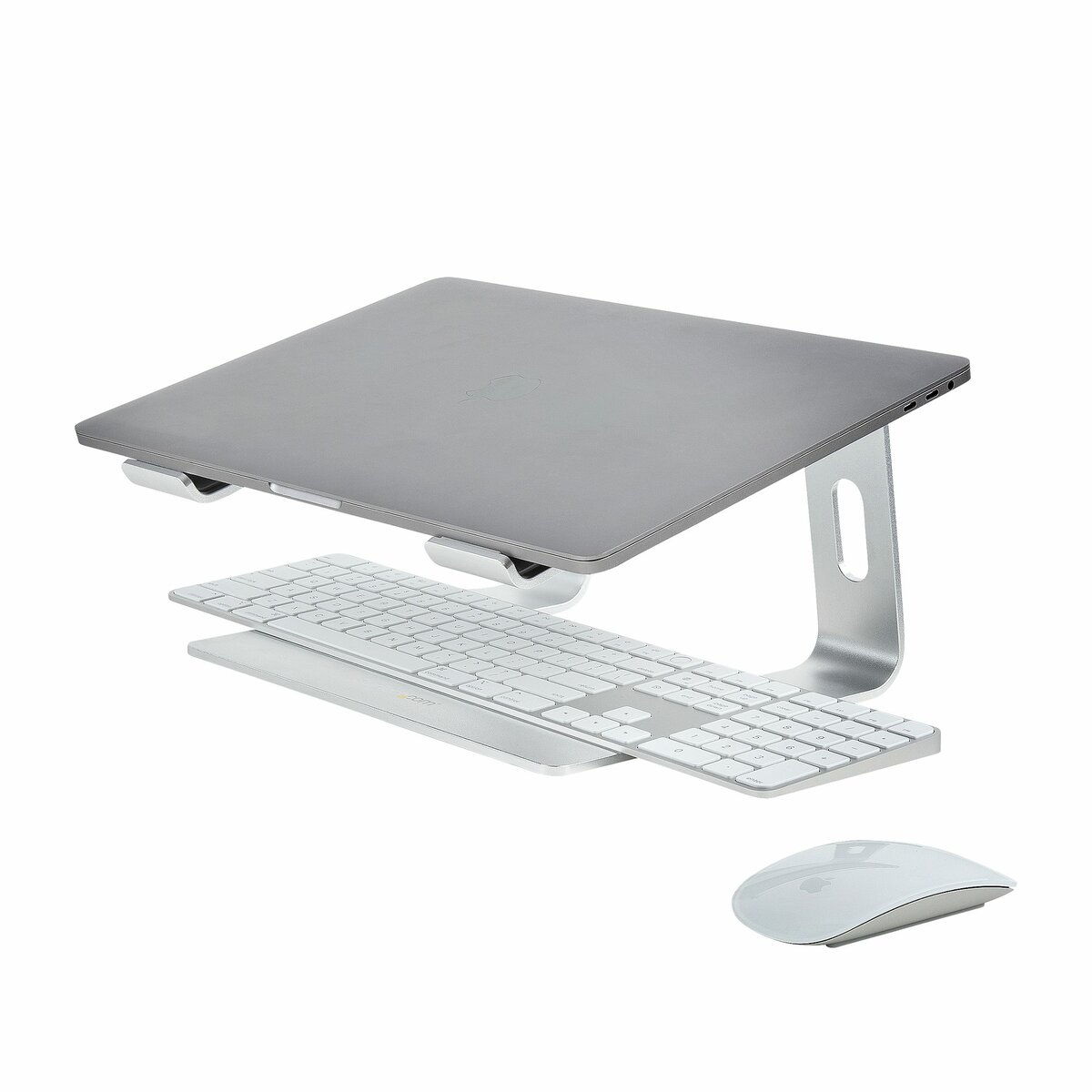 folie 6 von 11, vergrößern, schreibtisch laptophalter, laptophalterung/laptop ablage/erhöhung bis 5kg tragkraft, notebook ablage/laptop riser für macbook air/pro, dell xps, lenovo, aluminium (laptop-stand-silver)