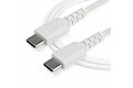 folie 3 von 4, vergrößern, 2m usb-c ladekabel - langlebiges usb 2.0 typ c zu usb c datenübertragungs-/schnellladekabel - tpe mantel aramidfaser m/m 60w weiß - samsung s10 s20 ipad pro ms surface (rusb2ac2mw) (rusb2cc2mw)