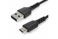 folie 1 von 4, vergrößern, 2m usb-a auf usb-c ladekabel - dauerhaftes usb 2.0 auf usb typ-c datenübertragungs- und schnellladekabel - robuster tpe-mantel aramidfaser, m/m, 3a - schwarz (rusb2ac2mb)
