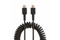 folie 2 von 5, vergrößern, 50cm usb c auf usb c kabel, hochbelastbares spiralkabel zum laden und synchronisieren, usb c 2.0 kabel, robuste aramidfaser, schnellladekabel mit emi schutz, schwarz (r2ccc-50c-usb-cable)
