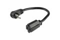slide 1 of 5, zoom in, 1ft (0.3m) power extension cord, right angle nema 5-15p to nema 5-15r, 13a 125v, 16awg, black computer power extension cord, ac outlet extension cable - ul listed (pac101r1)