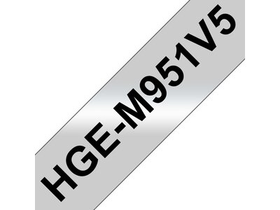 Original Brother HGe-M951V5-tape – sort på mat sølv, 24 mm bred