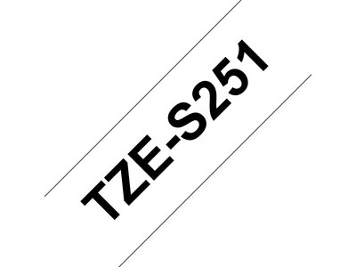 Original Brother TZe-S251 tape – sort på hvid, stærkt klæbende, 24 mm bred