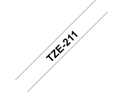 Original Brother TZe211 tape – sort på hvid, 6 mm bred