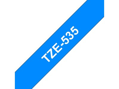 Original Brother TZe535 tape – hvid på blå, 12 mm bred