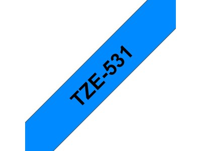 Original Brother TZe531 tape – sort på blå, 12 mm bred