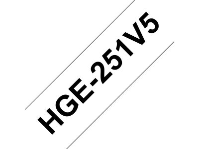 Original Brother HGe-251V5-tape – sort på hvid, 24 mm bred