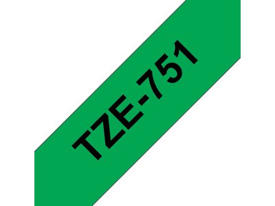 Original Brother TZe751 tape – sort på grøn, 24 mm bred