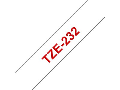 Original Brother TZe232 tape – rød på hvid, 12 mm bred
