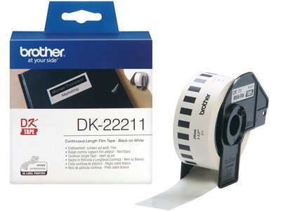 DK22211 - original hvid Brother-labelrulle med filmtape-labels