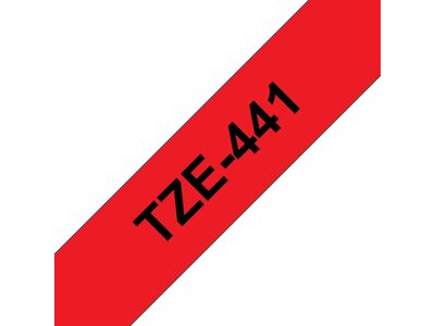 Original Brother TZe441 tape – sort på rød, 18 mm bred