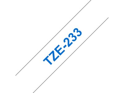 Original Brother TZe233 tape – blå på hvid, 12 mm bred