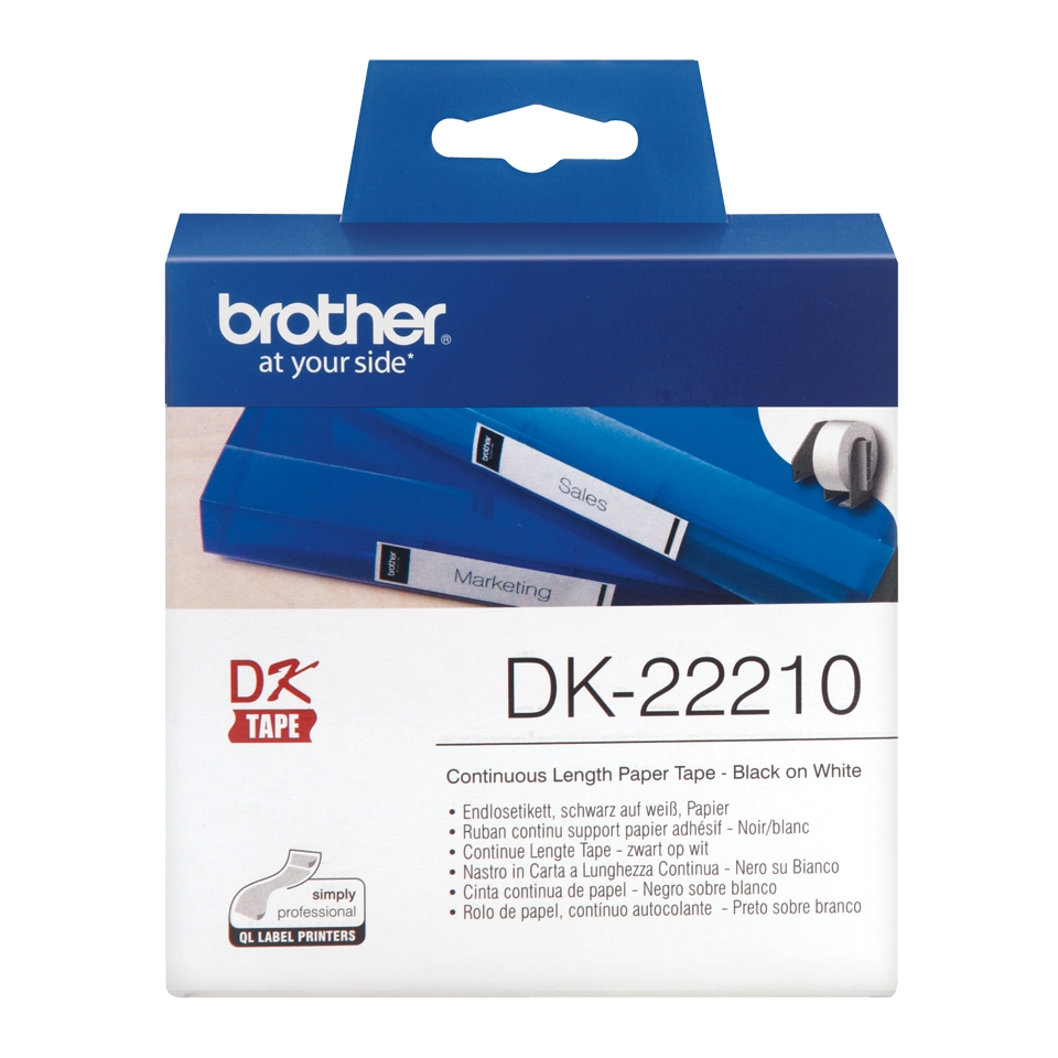 folie 1 von 2, vergrößern, brother dk-22210 endlosetiketten – schwarz auf weiß