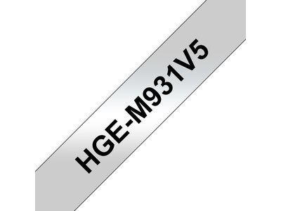 Original Brother HGe-M931V5-tape – sort på sølv, 12 mm bred