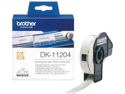Original Brother DK11204 multi label – sort på hvid, 17 mm x 54 mm