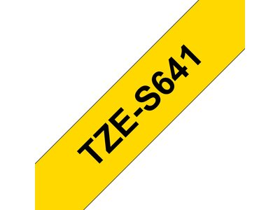 Original Brother TZeS641 tape – sort på gul, 18 mm bred