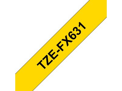 Original Brother TZe-FX631 tape – sort på gul, 12 mm bred