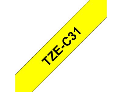 Original Brother TZeC31 tape – neongul, 12 mm bred