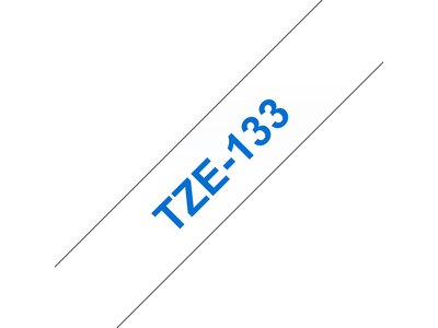 Original Brother TZe133 tape – blå på klar, 12 mm bred