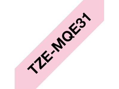 Original Brother TZeMQE31 tape – sort på lyserød, 12 mm bred