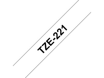 Original Brother TZe-221 tape – sort på hvid, 9 mm bred