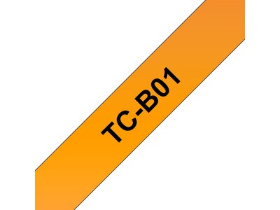 Original Brother TCB01 fluorescerende tape – sort på orange, 12 mm bred