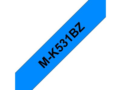 Original Brother MK531BZ tape – sort på blå, 12 mm bred