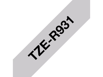 Äkta Brother TZe-R931 satinbandskassett – svart på silver, 12 mm brett band