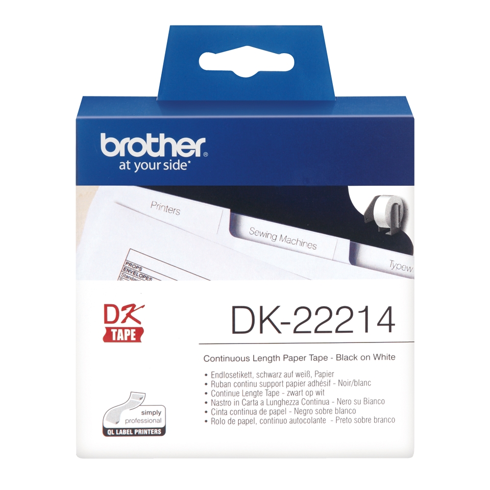 folie 1 von 2, vergrößern, brother dk-22214 endlosetiketten – schwarz auf weiß