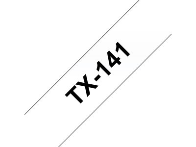 Original Brother TX141 tape – sort på klar, 18 mm bred