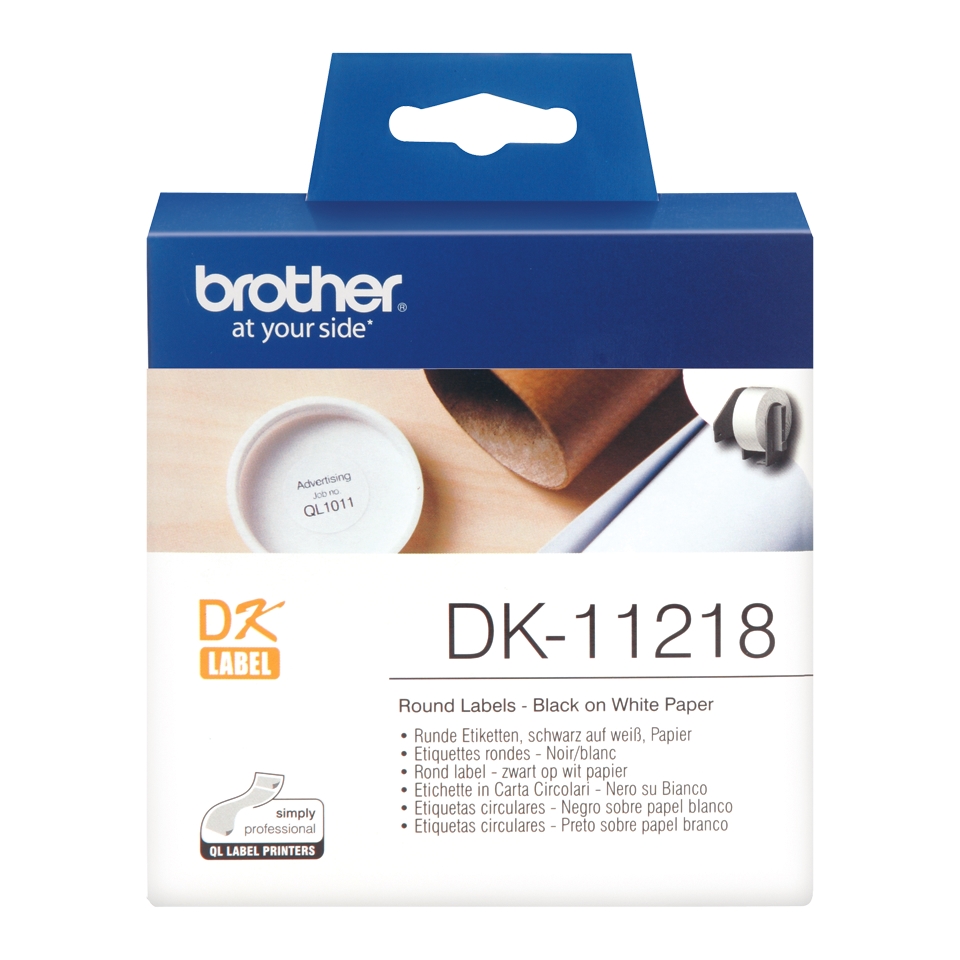 folie 1 von 2, vergrößern, brother dk-11218 rundetiketten – schwarz auf weiß
