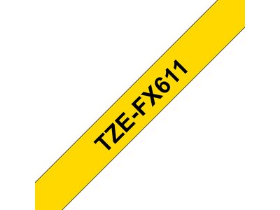 Original Brother TZeFX611 tape – sort på gul, 6 mm bred