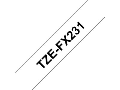Original Brother TZe-FX231 tape – sort på hvid, 12 mm bred