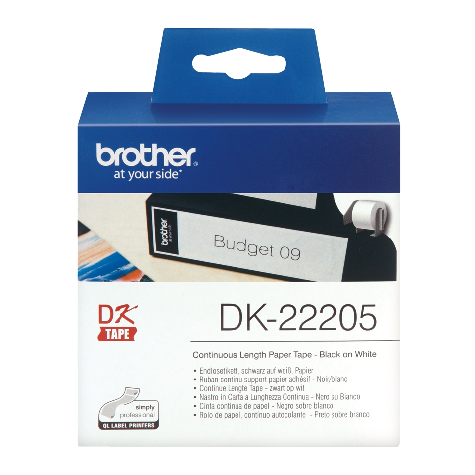 folie 1 von 2, vergrößern, brother dk-22205 endlosetiketten – schwarz auf weiß