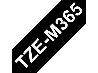 TZe-M365 - mat laminering med hvid tekst på sort