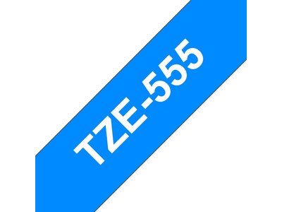 Original Brother TZe555 tape – hvid på blå, 24 mm bred