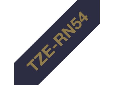 Originalt Brother TZe-RN54 satinbånd – Guld på marineblå, 24 mm bredt