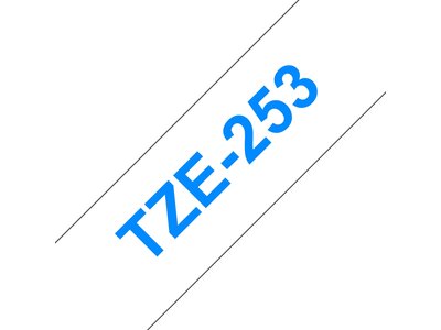 Original Brother TZe253 tape – blå på hvid, 24 mm bred