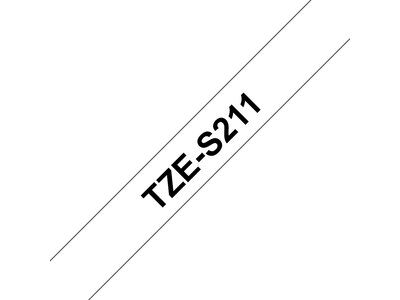Original Brother TZeS211 tape – sort på hvid, 6 mm bred