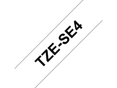 Original Brother TZe-SE4 tape – sort på hvid sikkerhedstape, 18 mm bred